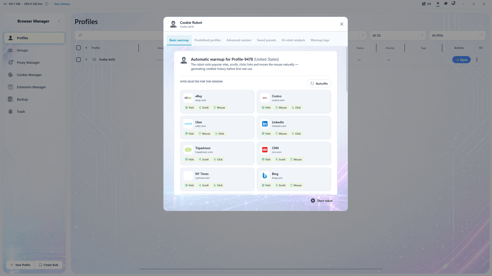 1605 Browser Manager screenshot
