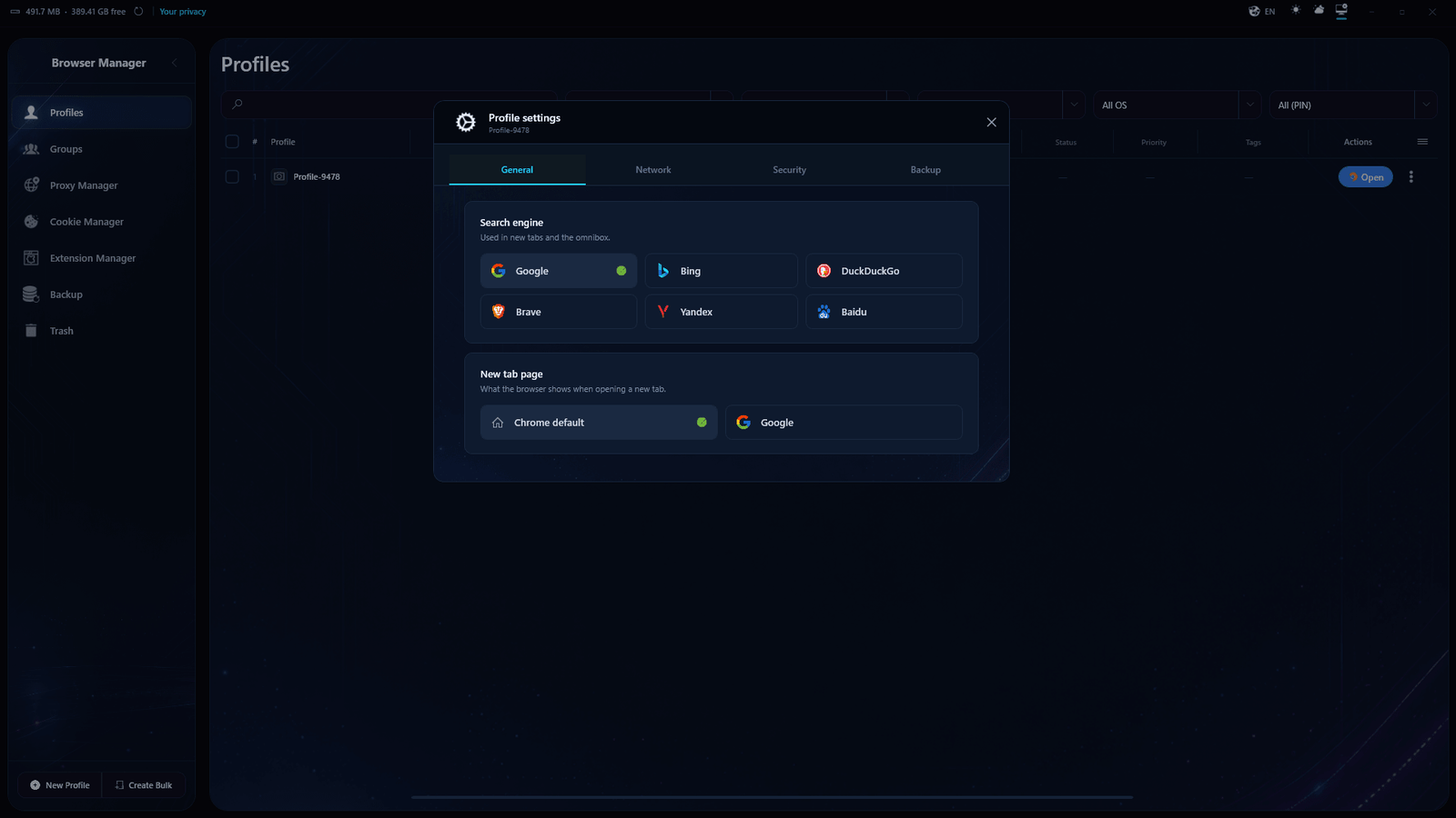 1605 Browser Manager screenshot