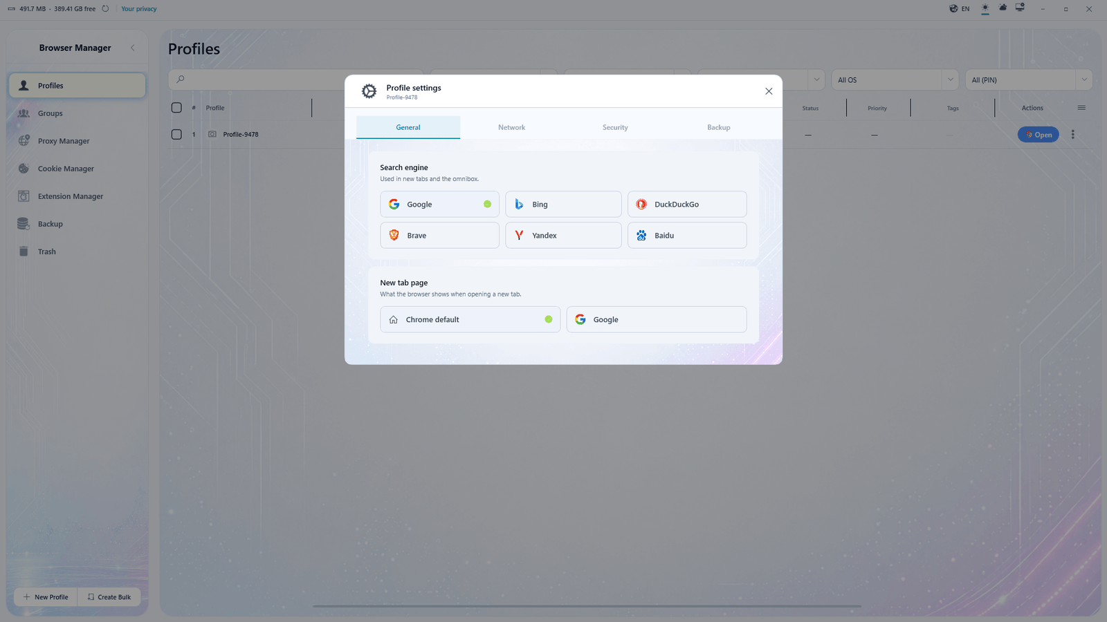 1605 Browser Manager screenshot