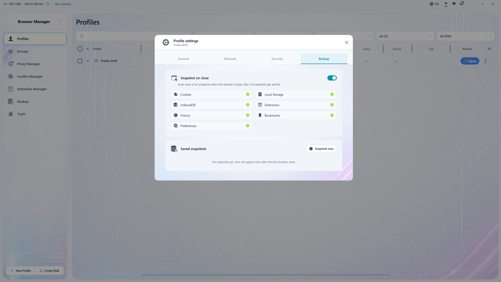 1605 Browser Manager screenshot