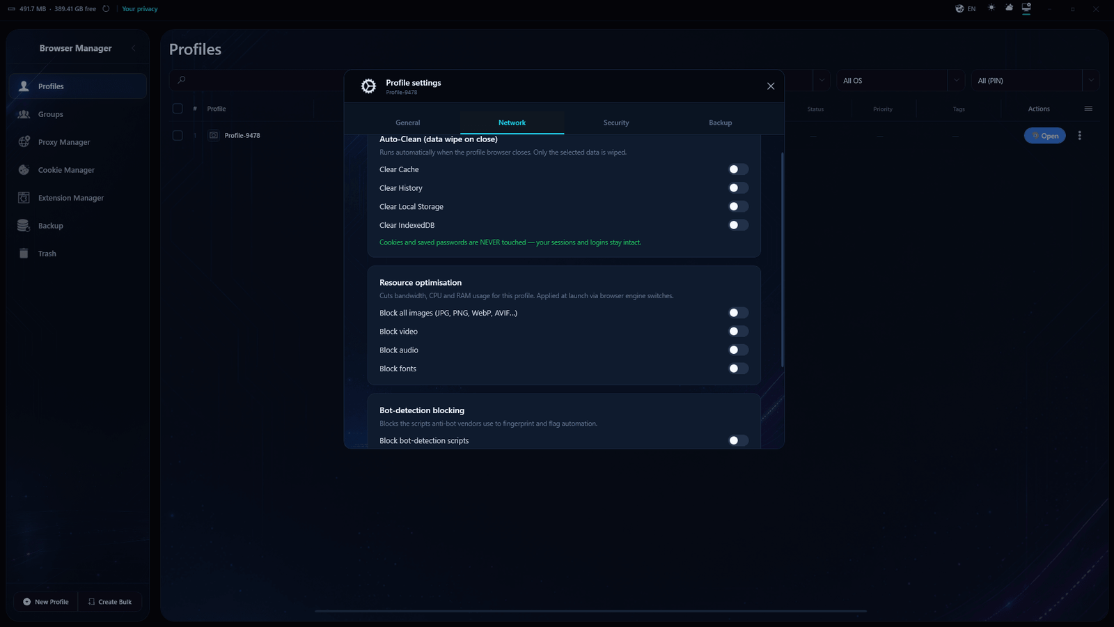1605 Browser Manager screenshot