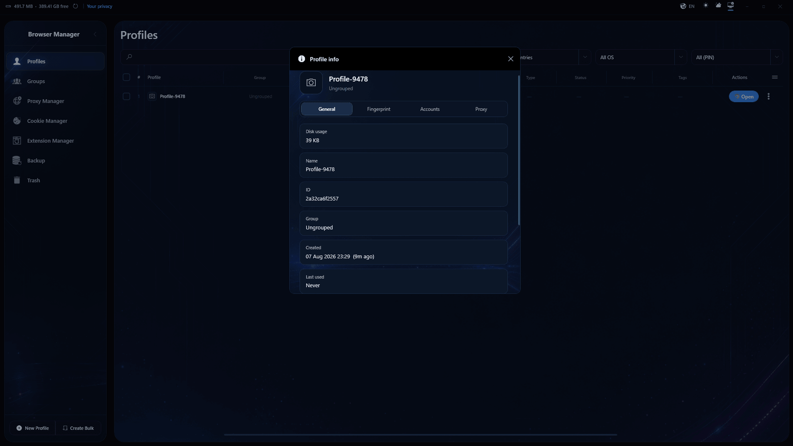 1605 Browser Manager screenshot